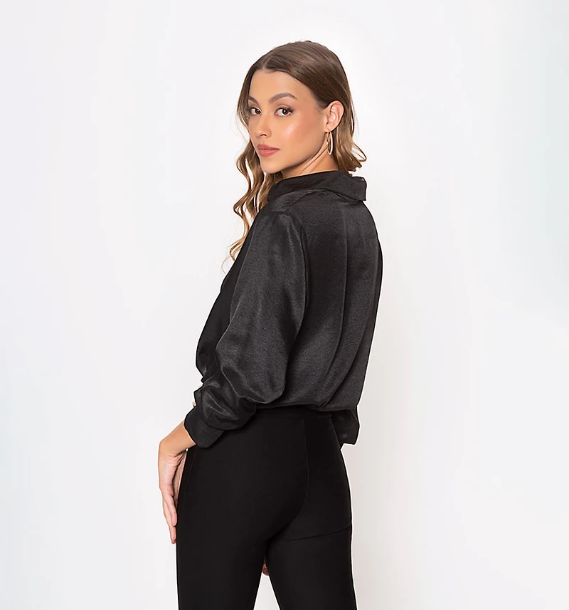 Long Sleeve Shirt Blouse with Wide Cuff
