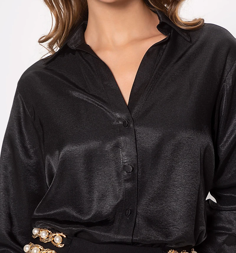 Long Sleeve Shirt Blouse with Wide Cuff