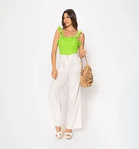 Ruffle blouse with spaghetti straps