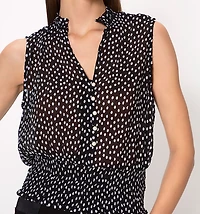 Blouse with ruched waistband