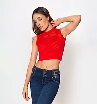 Sleeveless Blouse with Open Knit
