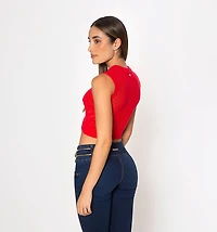 Sleeveless Blouse with Open Knit