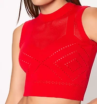 Sleeveless Blouse with Open Knit
