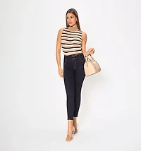 Striped Lurex Knit Sleeveless Blouse