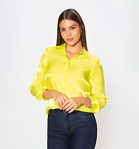 Long Sleeve Sateen Shirt Blouse