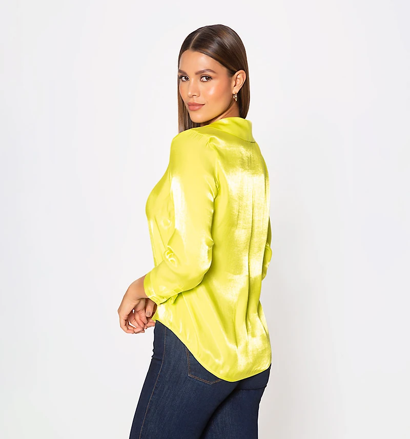 Long Sleeve Sateen Shirt Blouse