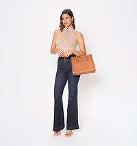 Turtle Neck Sleeveless Blouse with Buttons