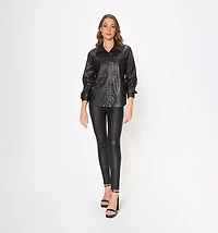 Long Sleeve Shirt Blouse with Pocket and Flap