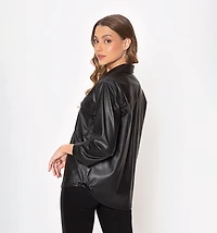 Long Sleeve Shirt Blouse with Pocket and Flap