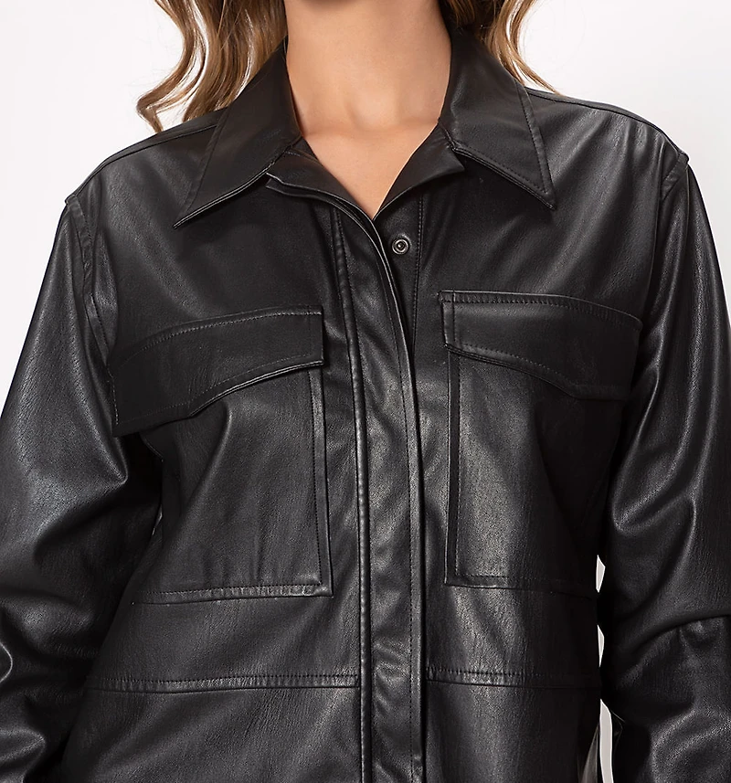 Long Sleeve Shirt Blouse with Pocket and Flap