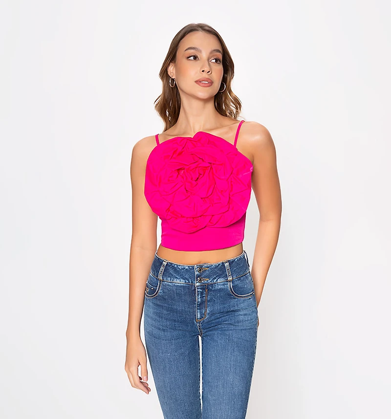Blouse With Straps And A Maxi Rose