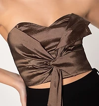 Strapless Blouse with Bow and Zipper at the Back