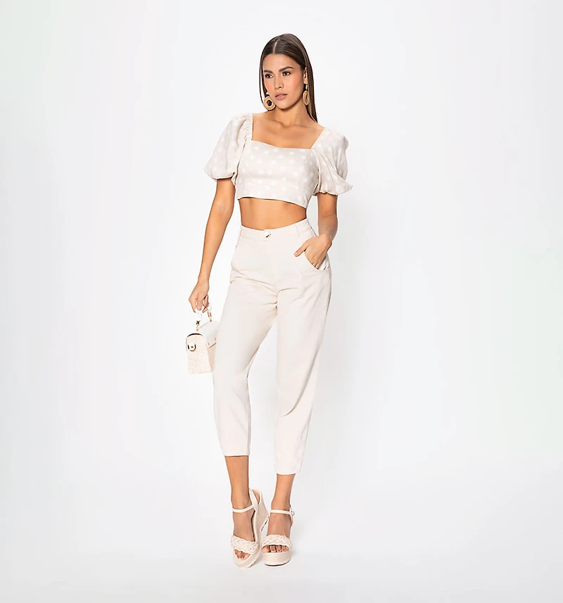Cropped Blouse with Tied Back