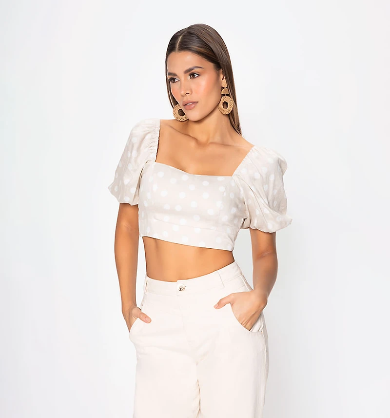 Cropped Blouse with Tied Back
