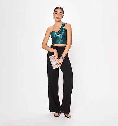 One-Shoulder Knotted Blouse