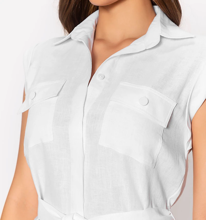 Linen Vest With Belt The Same Fabric