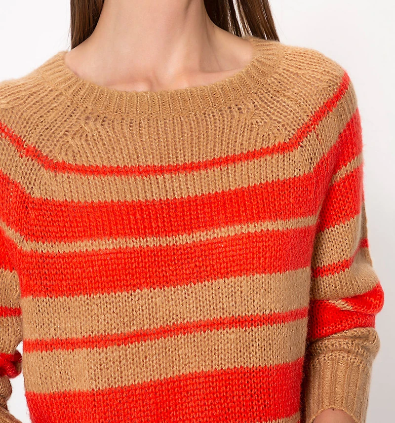 Striped Knit Sweater With A Boat Neck