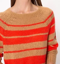 Striped Knit Sweater With A Boat Neck