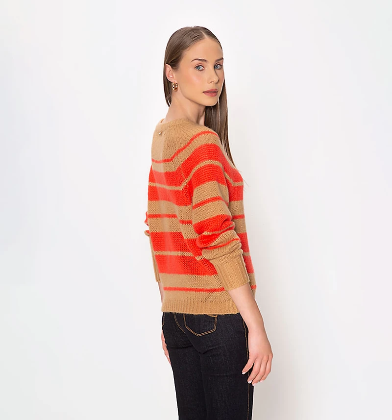 Striped Knit Sweater With A Boat Neck