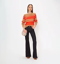 Striped Knit Sweater With A Boat Neck