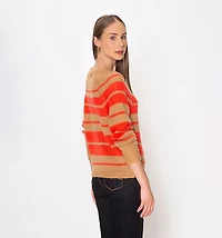 Striped Knit Sweater With A Boat Neck