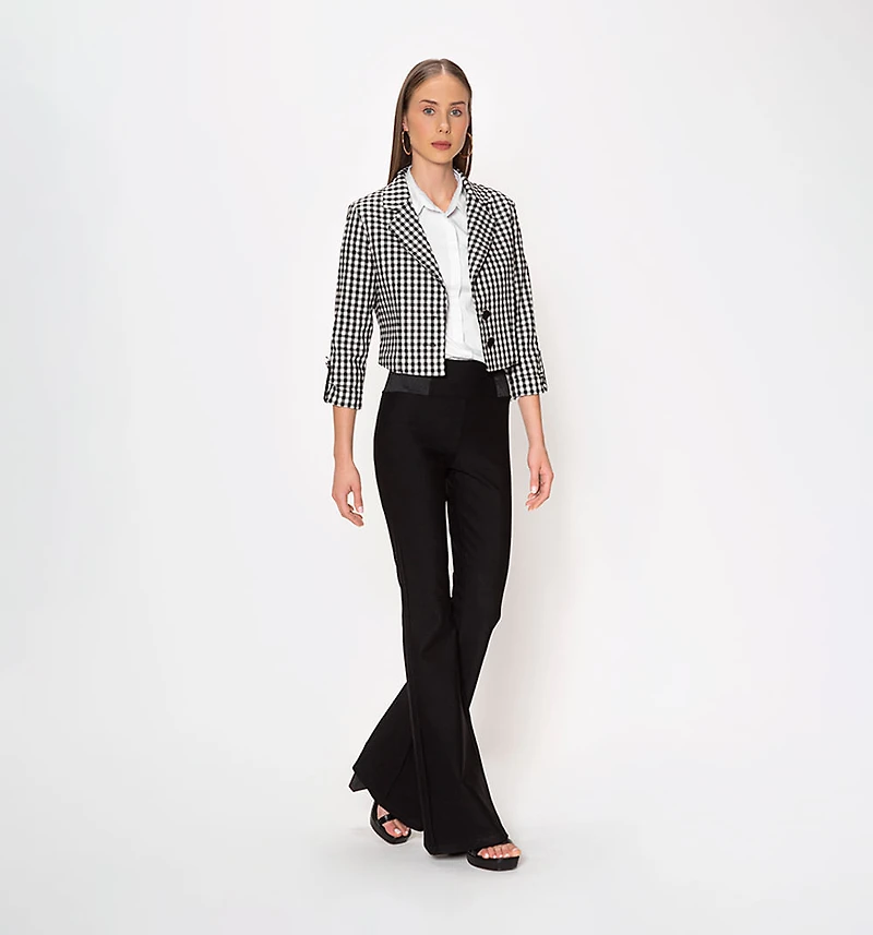 Short Plaid Blazer