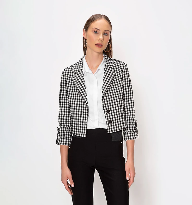 Short Plaid Blazer