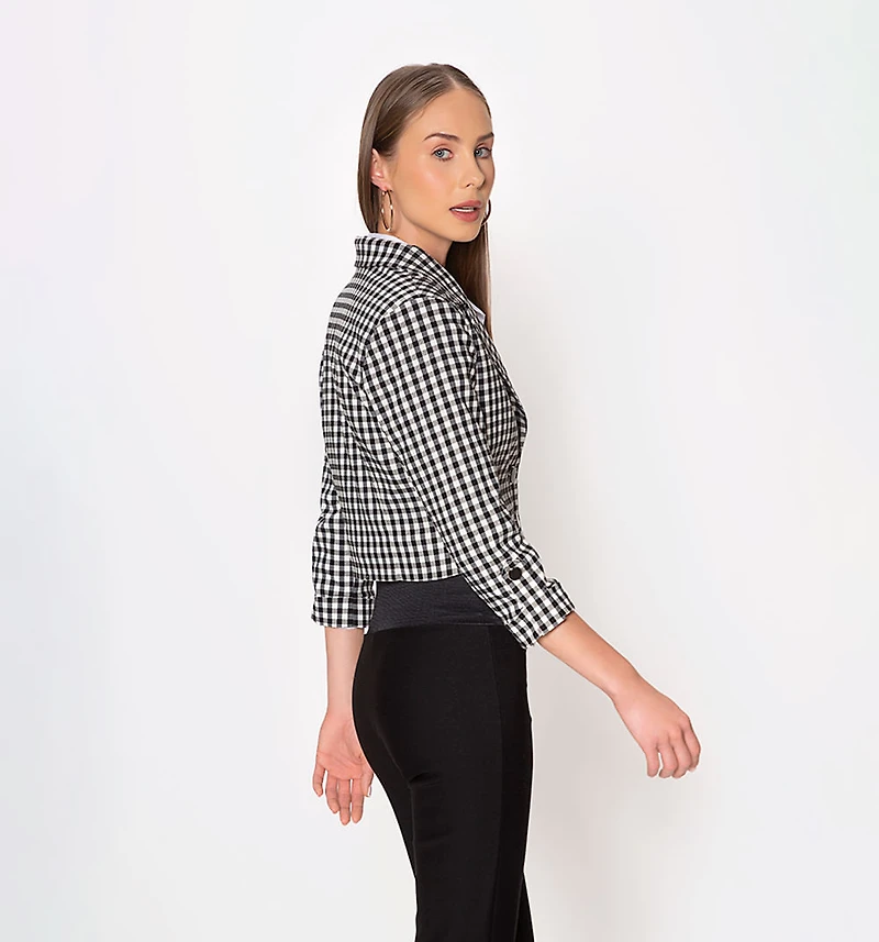 Short Plaid Blazer