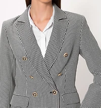 Houndstooth Blazer with Notched Lapel and Buttons