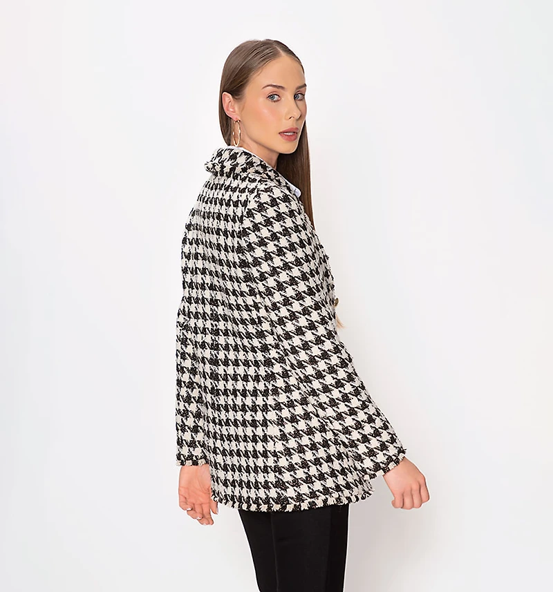 Houndstooth Blazer With Lurex and Shawl Lapel