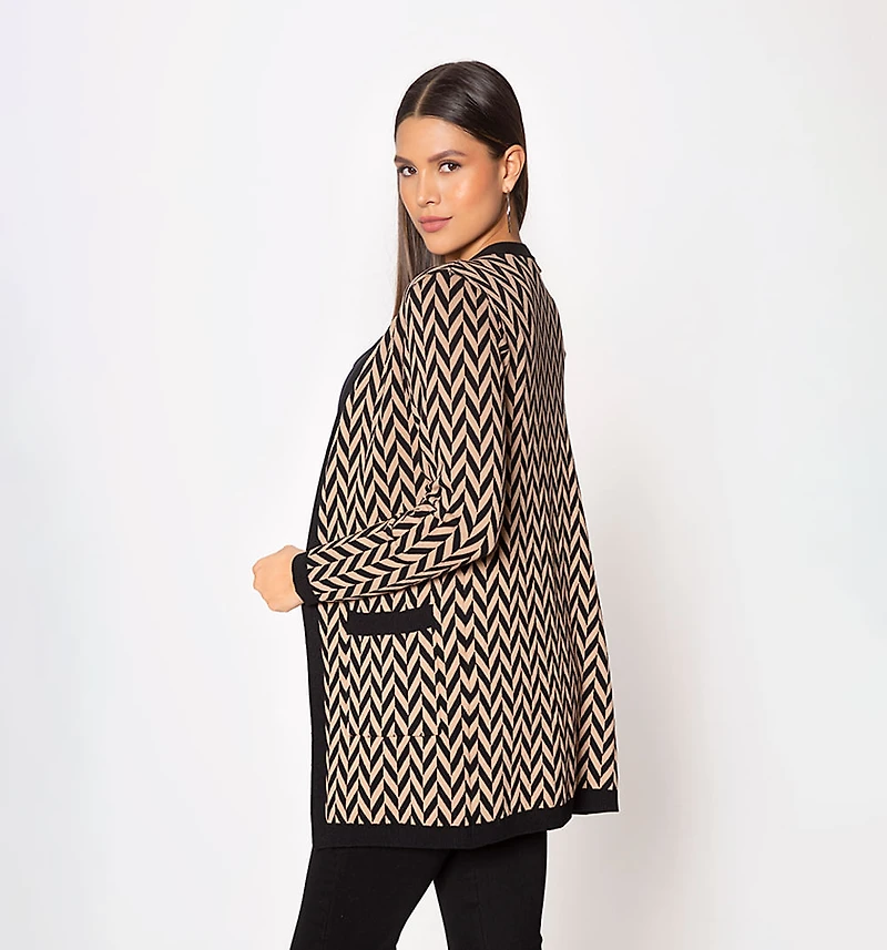 Overcoat With Chevron Print Pockets