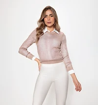 Metallic Blouse with Round Neck