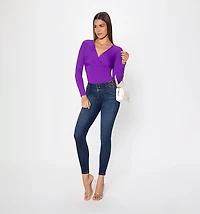 LONG SLEEVE BLOUSE WITH CROSSOVER NECKLINE