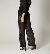 High-waisted palazzo-style pants with pant