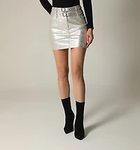 SHORT SKIRT WITH DOUBLE WAISTBAND AND BELT