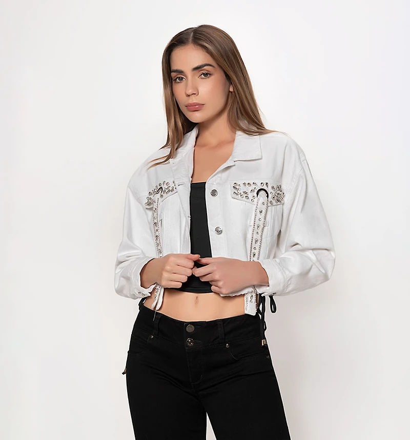 OVERSIZED JACKET WITH CRYSTAL APPLIQUÉS