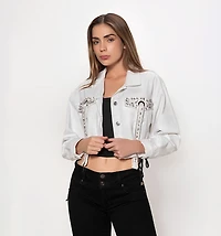 OVERSIZED JACKET WITH CRYSTAL APPLIQUÉS