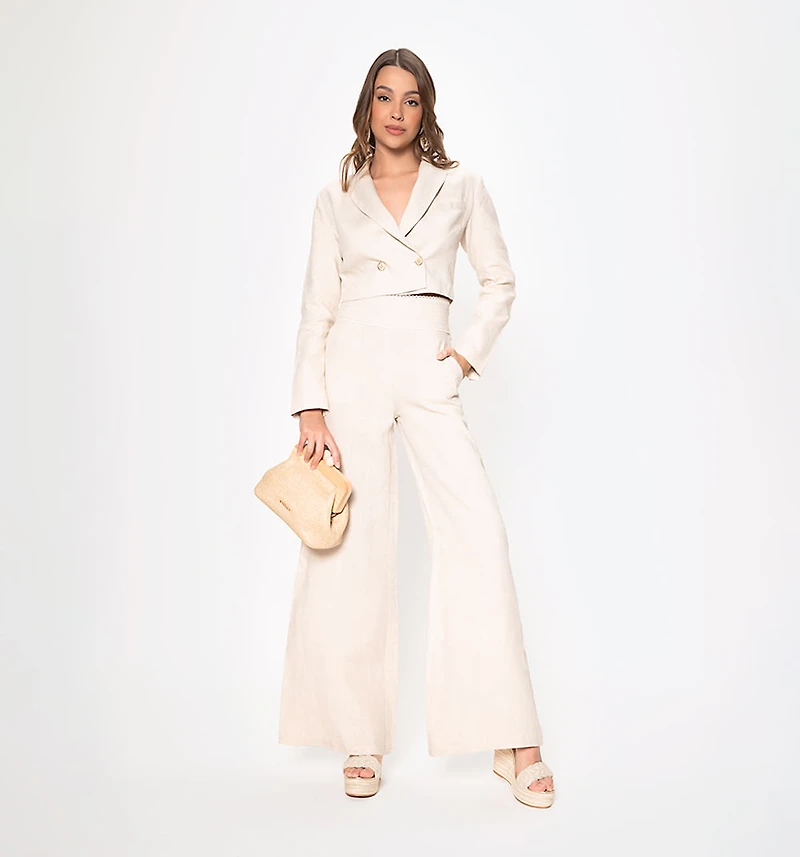 LONG SLEEVE JACKET WITH LAPEL AND BUTTON