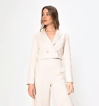 LONG SLEEVE JACKET WITH LAPEL AND BUTTON