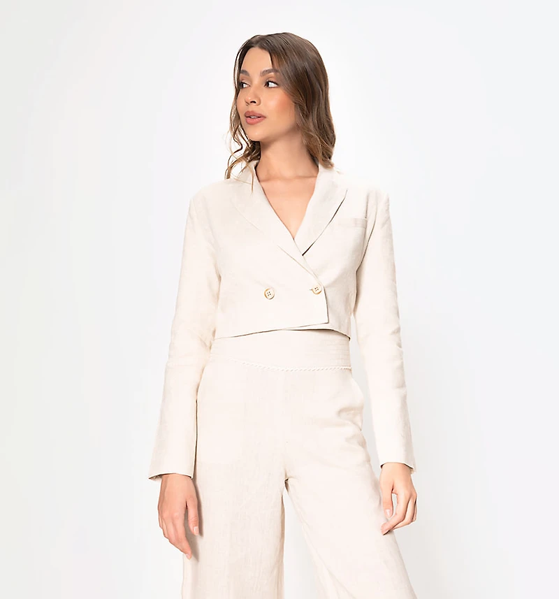 LONG SLEEVE JACKET WITH LAPEL AND BUTTON