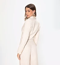 LONG SLEEVE JACKET WITH LAPEL AND BUTTON