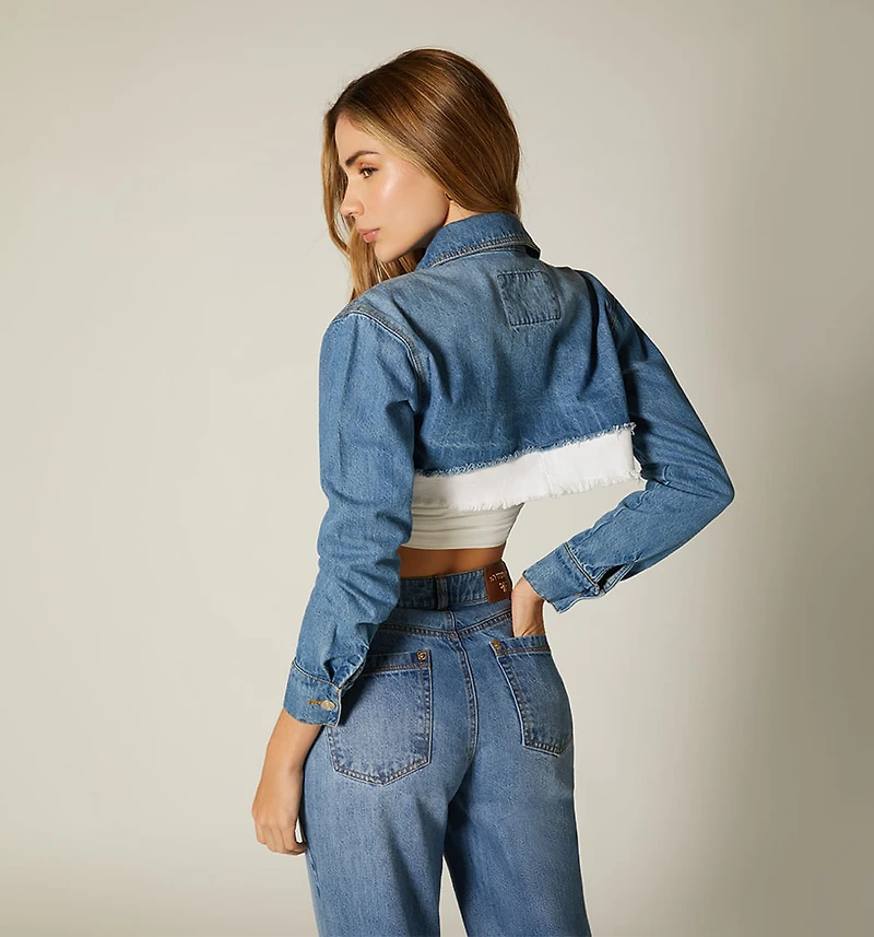 SHORT FRAYED DENIM JACKET