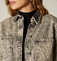 SHORT DENIM JACKET WITH SHINY APPLIQUES