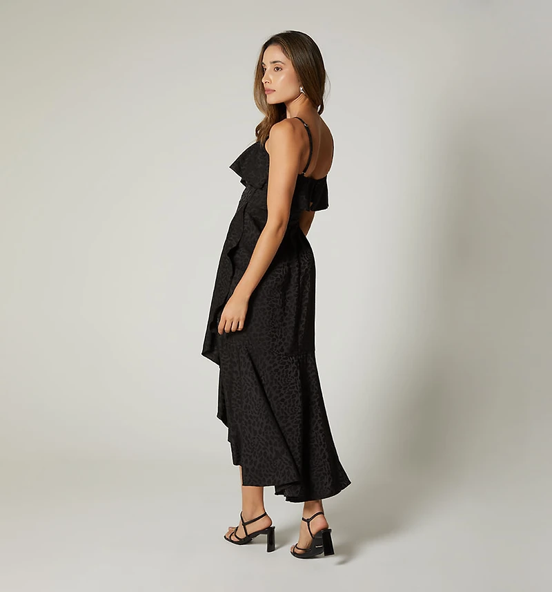 LONG DRESS WITH STRAPS AND RUFFLE