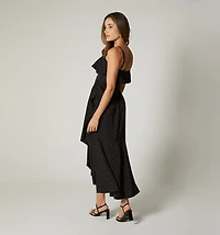 LONG DRESS WITH STRAPS AND RUFFLE