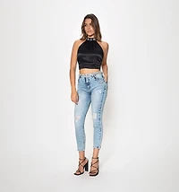 CROP HALTER BLOUSE WITH BACK TIE