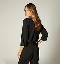 Long Sleeve Blouse with Hidden Placket Pocket