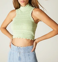 LACE AND OTTOMAN KNIT TOP