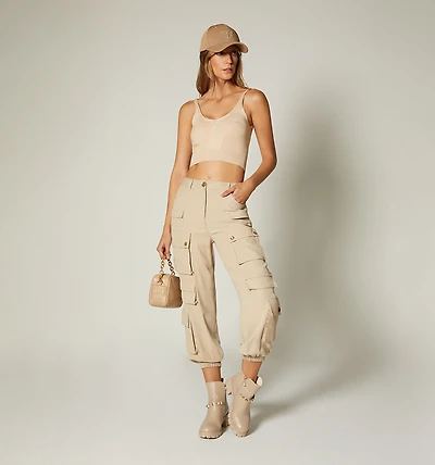 STRAP TOP KNIT FABRIC