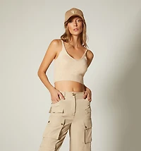 STRAP TOP KNIT FABRIC